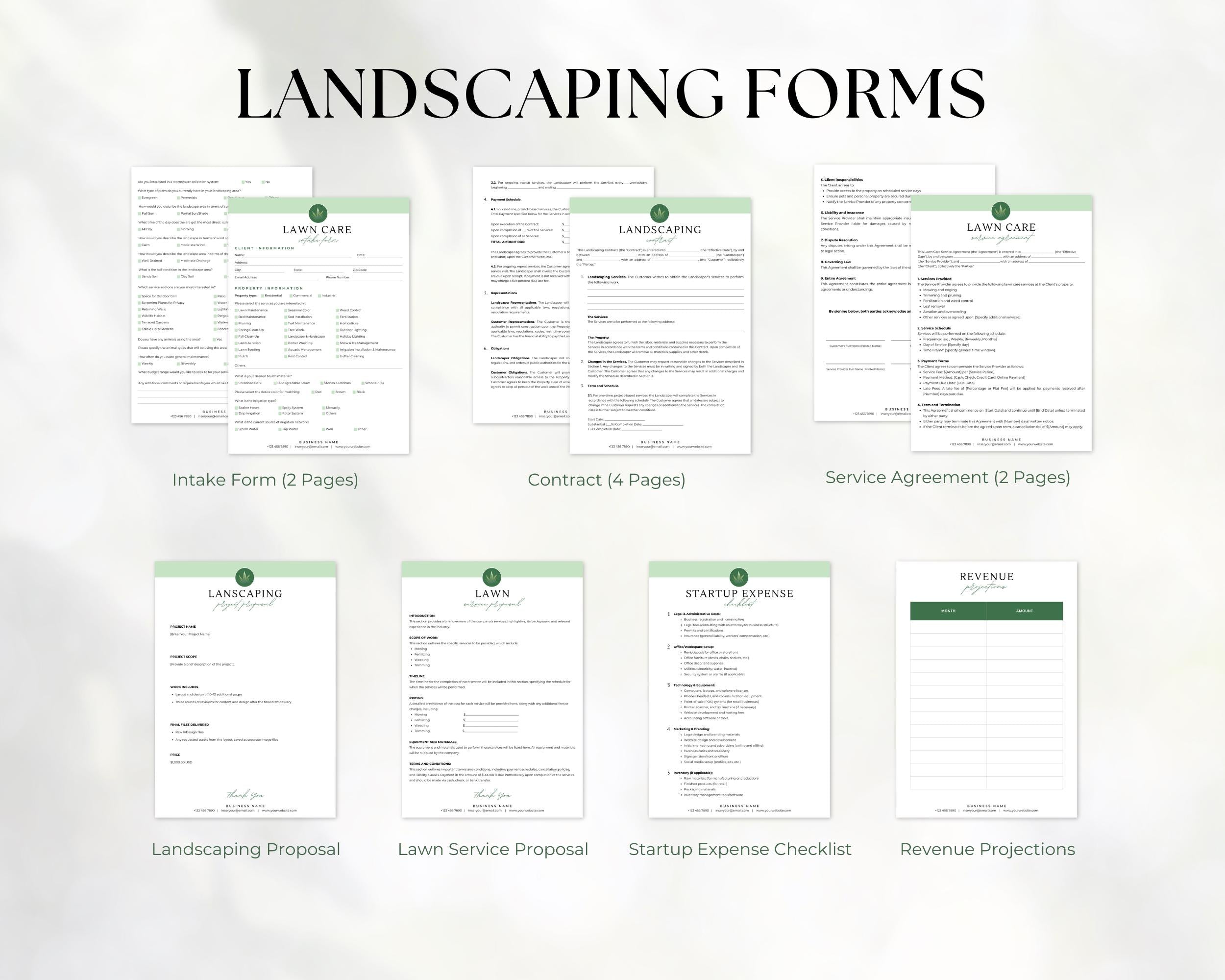 Landscaping Business Bundle, Landscaping Business Cards Template, Landscaping Business Flyer, Landscaping Forms, Landscaping Marketing