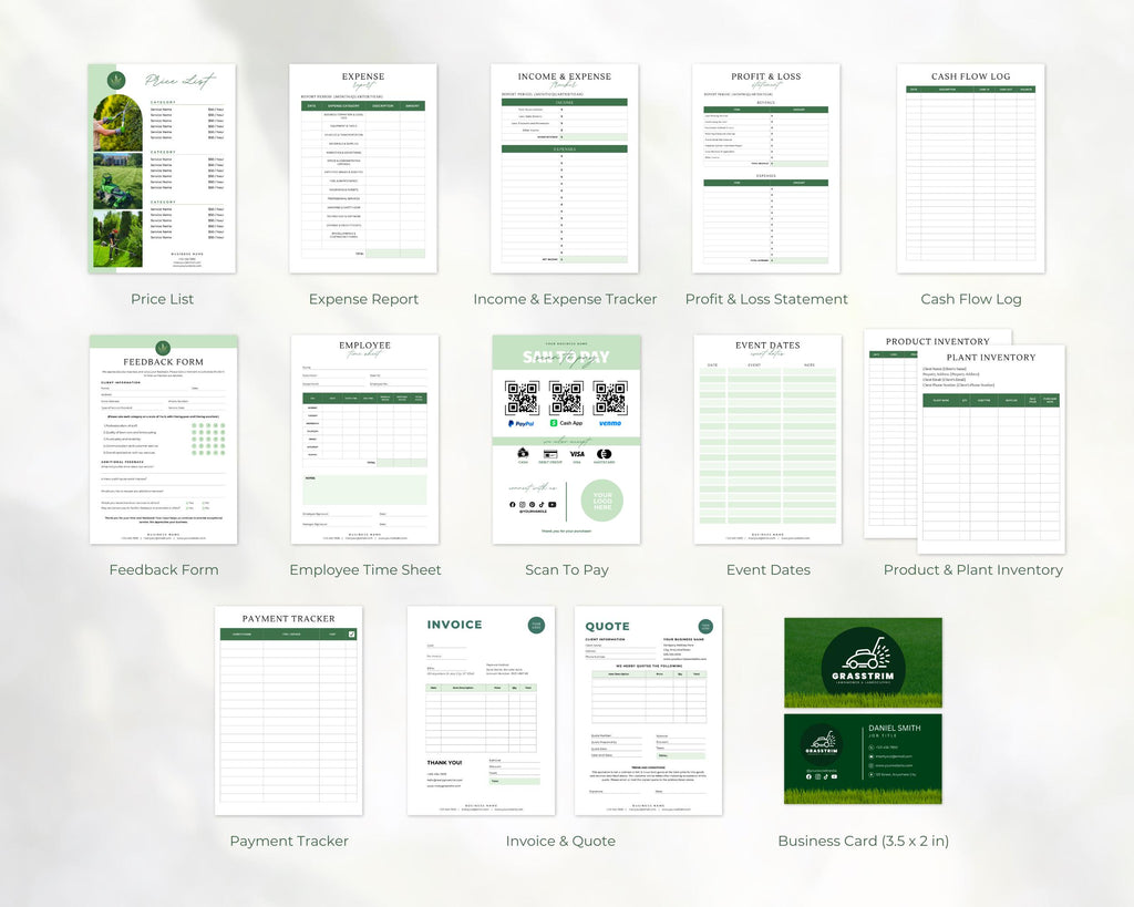 Landscaping & Lawn Care Forms Bundle, Lawn Care Services Forms, Garden Care Forms, Landscaper Forms, Forms Bundle, Price Sheet, Canva