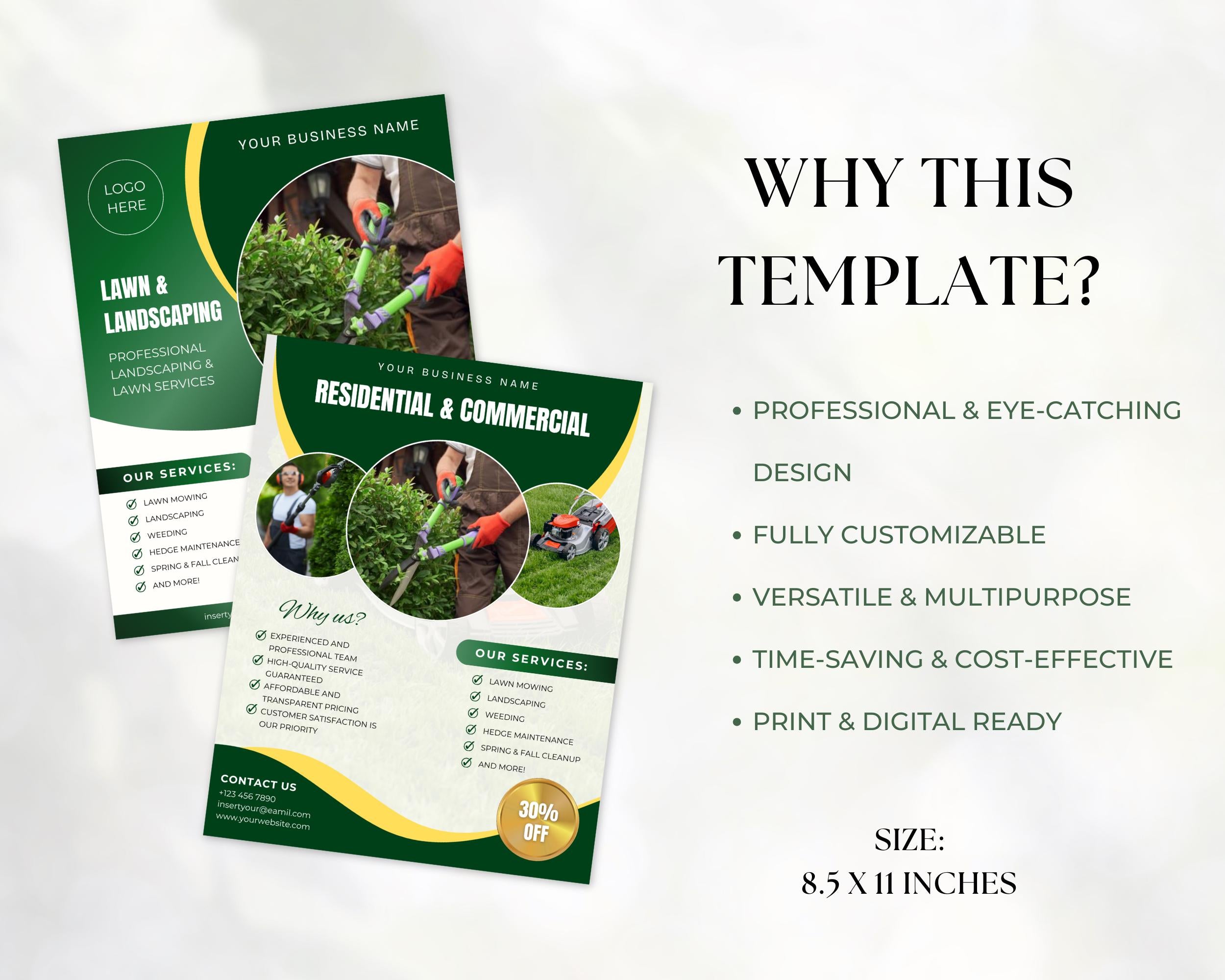 Lawn Care & Landscaping Flyers, Services Flyers, Tear-Off Flyers, Landscaping Services Flyers, Lawn Mowing Flyers, Landscaping Marketing