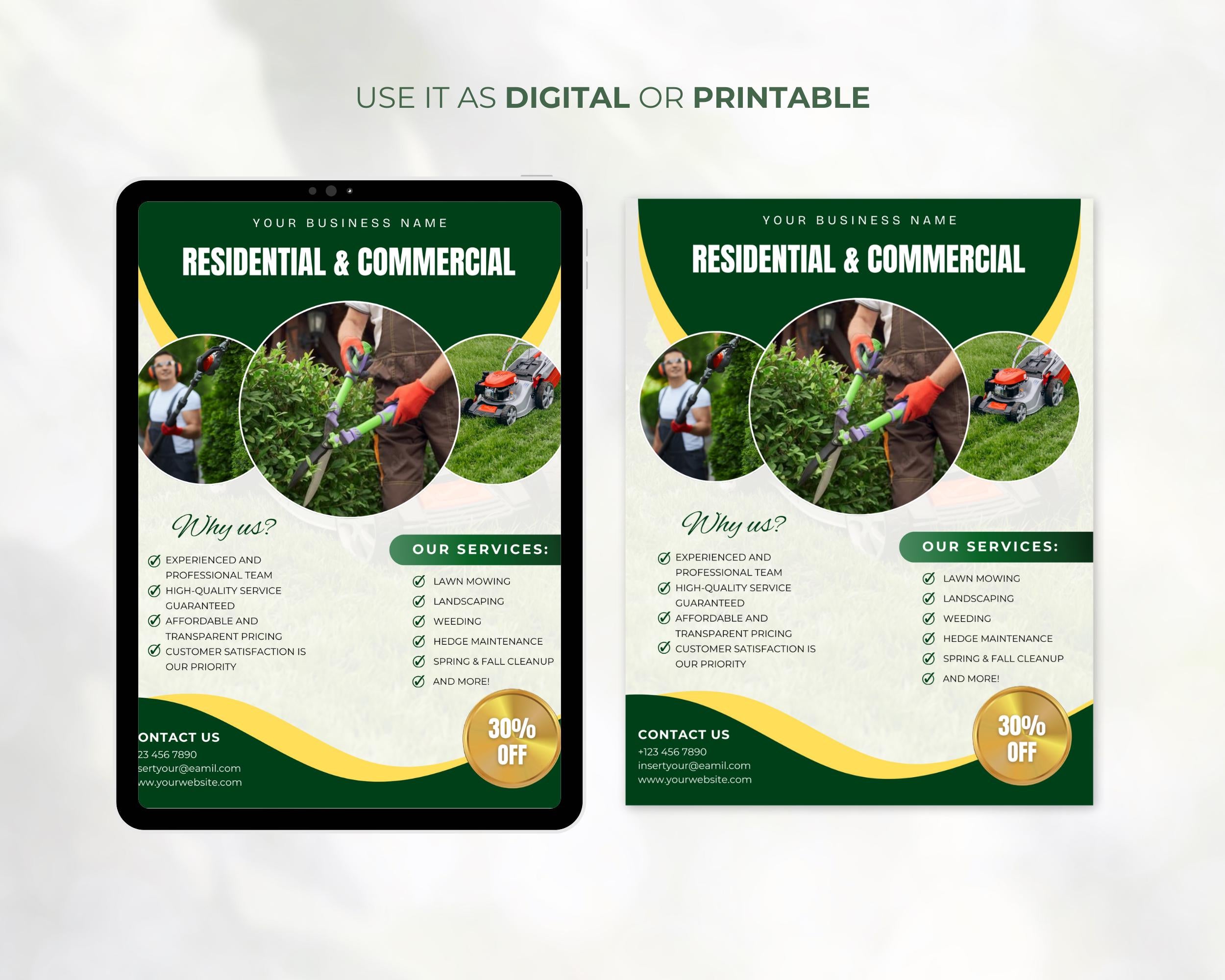 Lawn Care & Landscaping Flyers, Services Flyers, Tear-Off Flyers, Landscaping Services Flyers, Lawn Mowing Flyers, Landscaping Marketing