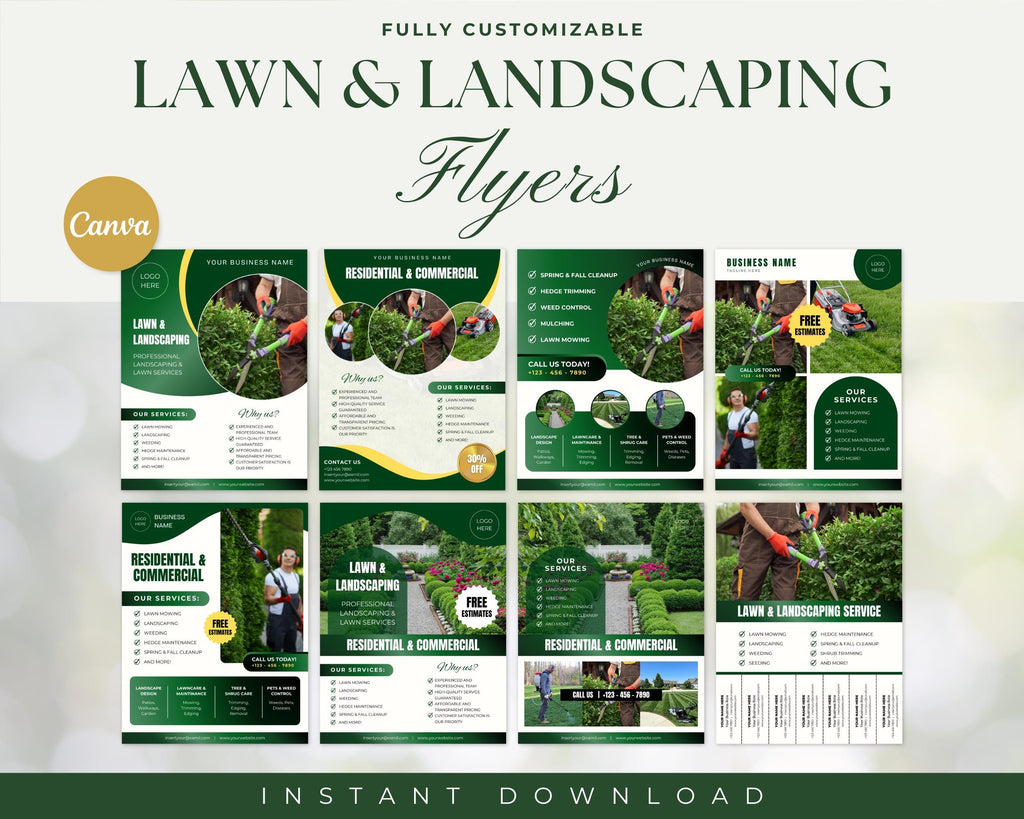 Lawn Care & Landscaping Flyers, Services Flyers, Tear-Off Flyers, Landscaping Services Flyers, Lawn Mowing Flyers, Landscaping Marketing