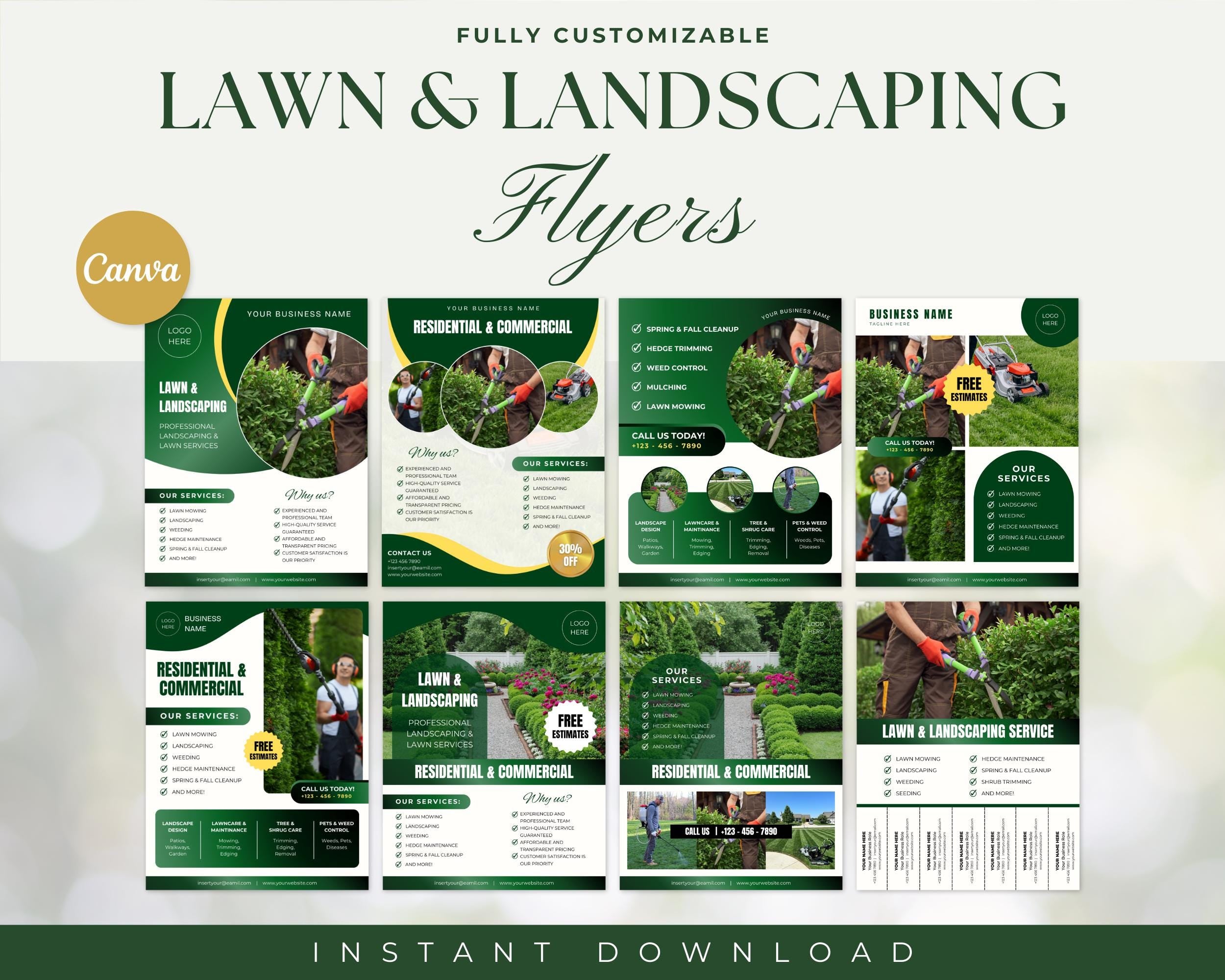 Lawn Care & Landscaping Flyers, Services Flyers, Tear-Off Flyers, Landscaping Services Flyers, Lawn Mowing Flyers, Landscaping Marketing