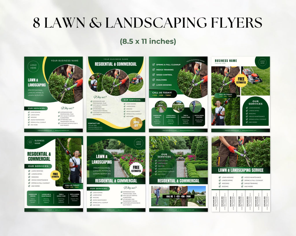 Lawn Care & Landscaping Flyers, Services Flyers, Tear-Off Flyers, Landscaping Services Flyers, Lawn Mowing Flyers, Landscaping Marketing