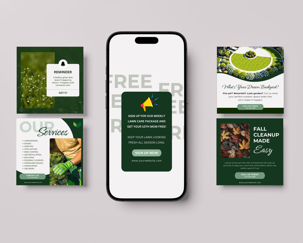 Landscaping & Lawn Care Instagram Post Templates, Yard Services Instagram, Landscaping and Hardscaping Social Media, Landscape Business