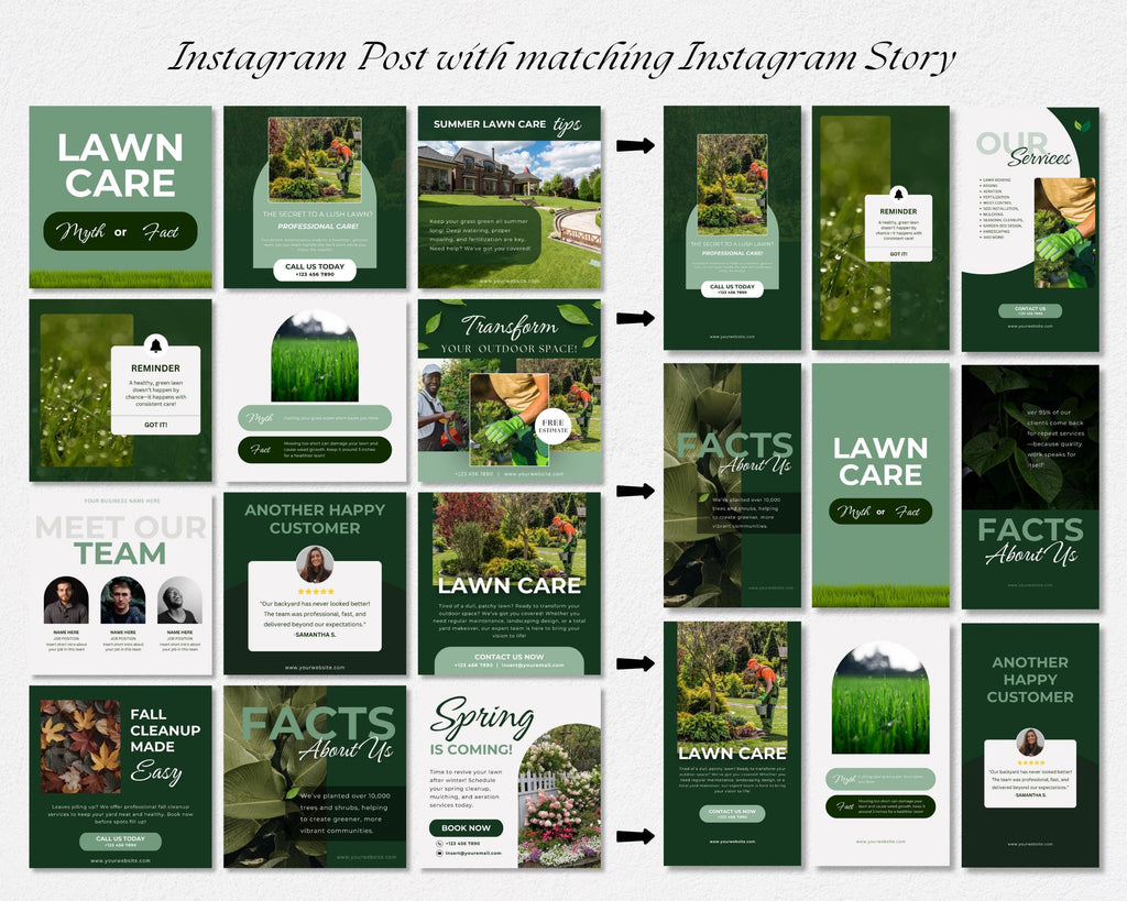 Landscaping & Lawn Care Instagram Post Templates, Yard Services Instagram, Landscaping and Hardscaping Social Media, Landscape Business