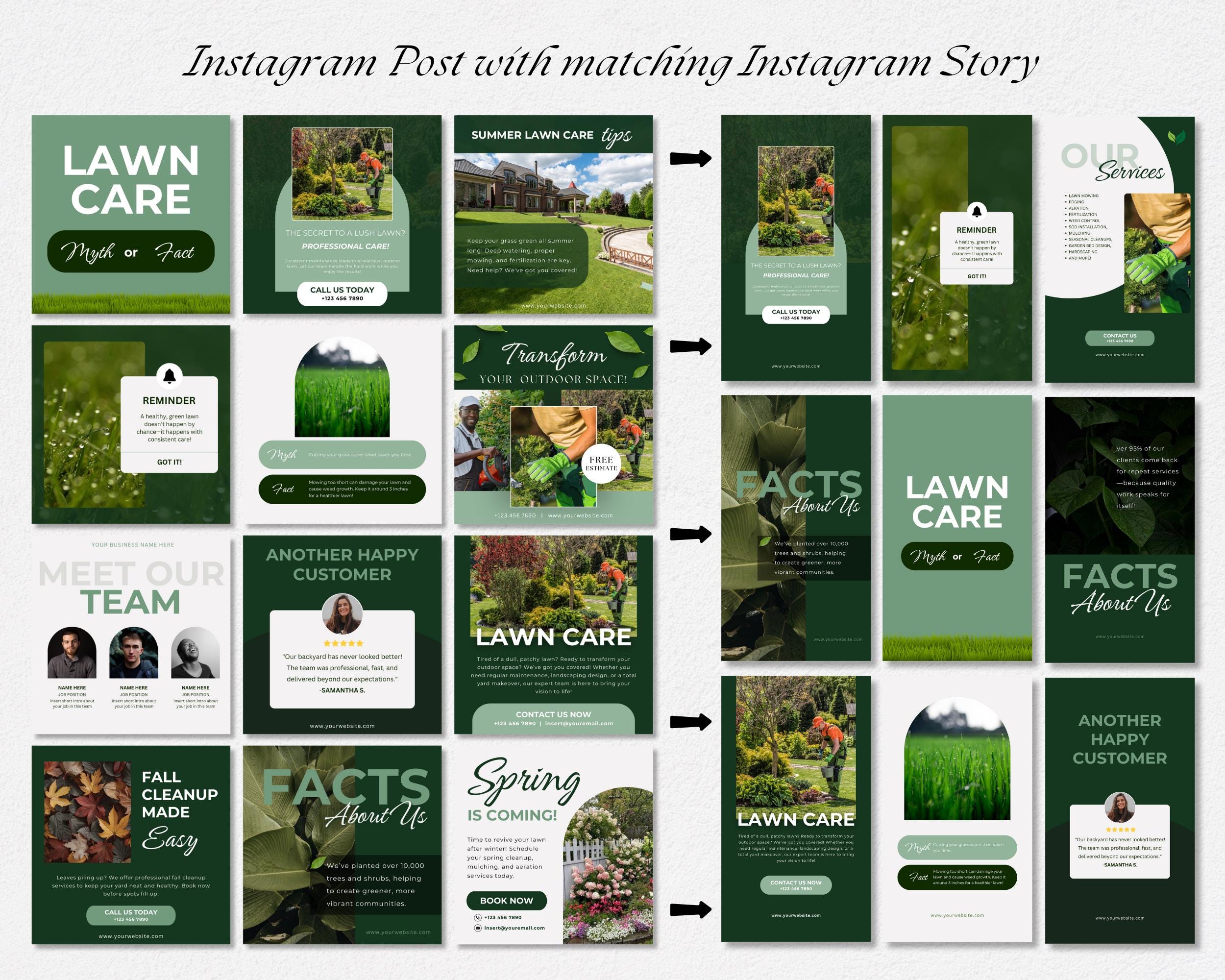 Landscaping & Lawn Care Instagram Post Templates, Yard Services Instagram, Landscaping and Hardscaping Social Media, Landscape Business